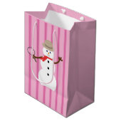 Leuke en Fancy Pink Snowman Detective Medium Cadeauzakje (Voorkant Gekanteld)