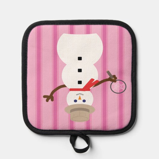 Leuke en Fancy Pink Snowman Detective Pannenlap (Voorkant)