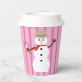 Leuke en Fancy Pink Snowman Detective Papieren Bekers (Achterkant)