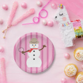 Leuke en Fancy Pink Snowman Detective Papieren Bordje (Feest)