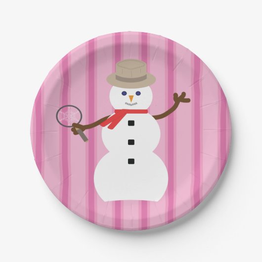 Leuke en Fancy Pink Snowman Detective Papieren Bordje (Voorkant)