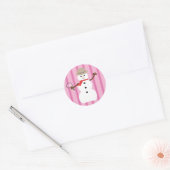 Leuke en Fancy Pink Snowman Detective Ronde Sticker (Envelop)