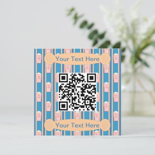Leuke en Fancy Popcorn QR Code Kaart (Staand voorkant)