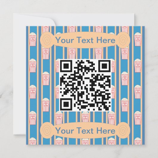 Leuke en Fancy Popcorn QR Code Kaart (Voorkant)