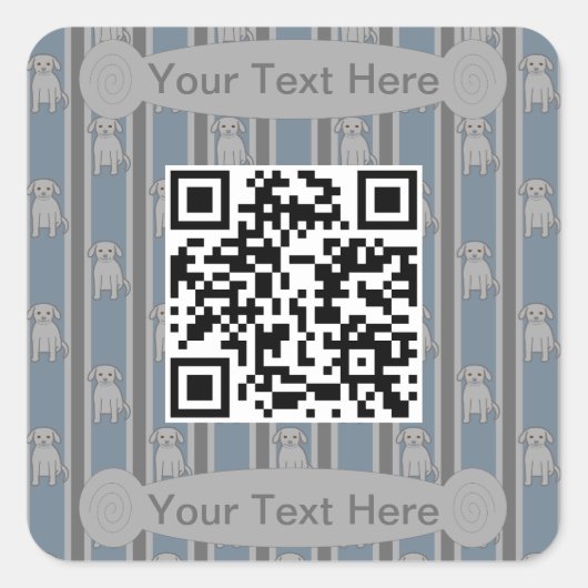 Leuke en Fancy Puppy QR Code Vierkante Sticker (Voorkant)