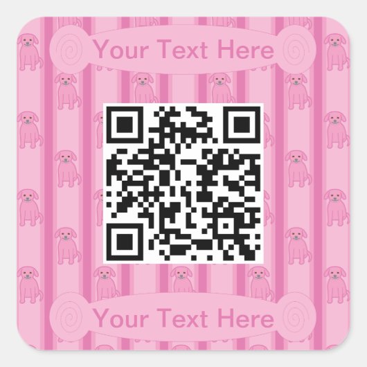 Leuke en Fancy Puppy QR Code Vierkante Sticker (Voorkant)