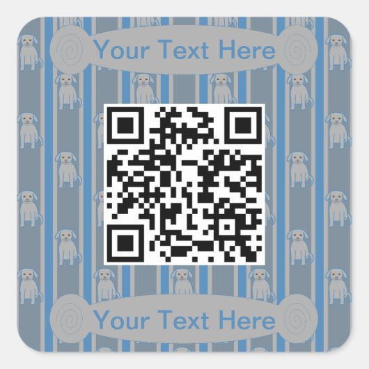 Leuke en Fancy Puppy QR Code Vierkante Sticker (Voorkant)