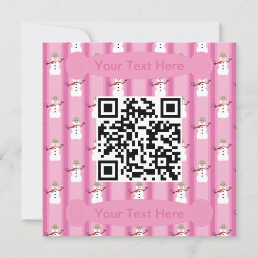 Leuke en Fancy Roze Sneeuwman Detective QR Code Kaart (Voorkant)