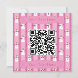 Leuke en Fancy Roze Sneeuwman Detective QR Code Kaart