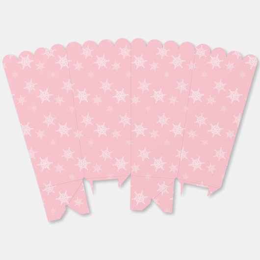 Leuke en Fancy Roze Sneeuwvlokken Popcorn Bedankdoosjes (Ongevouwen)