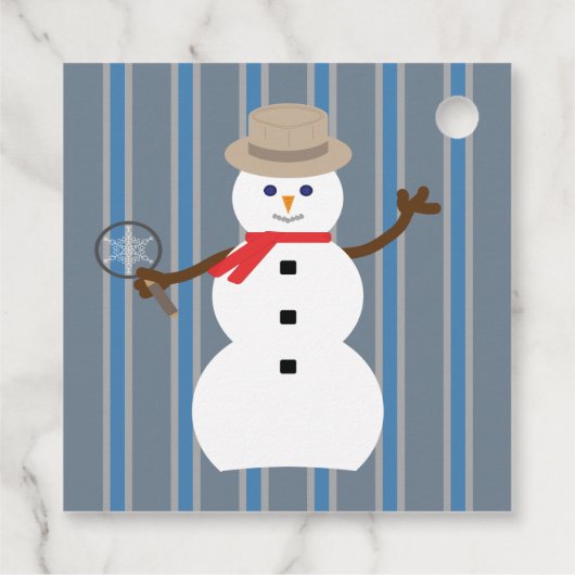 Leuke en Fancy Sneeuwman Detective Bedankjes Labels (Achterkant)