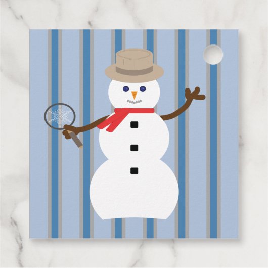 Leuke en Fancy Sneeuwman Detective Bedankjes Labels (Achterkant)