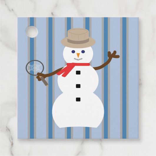 Leuke en Fancy Sneeuwman Detective Bedankjes Labels (Voorkant)