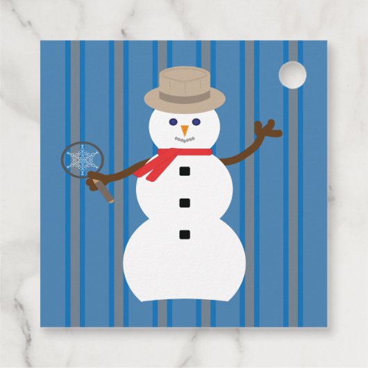 Leuke en Fancy Sneeuwman Detective Bedankjes Labels (Achterkant)