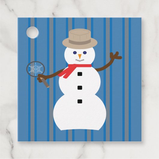 Leuke en Fancy Sneeuwman Detective Bedankjes Labels (Voorkant)