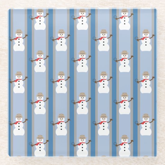 Leuke en Fancy Sneeuwman Detective Glazen Onderzetter (Voorkant)