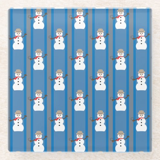 Leuke en Fancy Sneeuwman Detective Glazen Onderzetter (Voorkant)