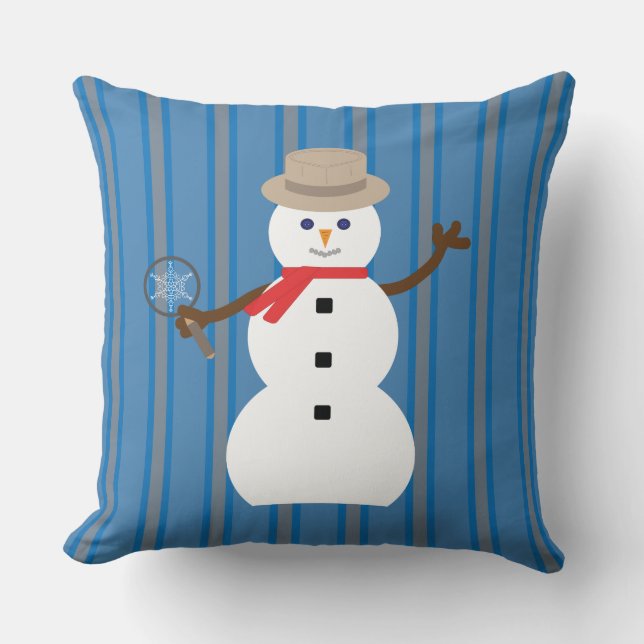 Leuke en Fancy Sneeuwman Detective Kussen (Voorkant)