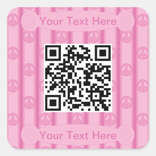 Leuke en Fancy Vredesteken QR Code Vierkante Sticker (Voorkant)