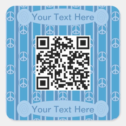 Leuke en Fancy Vredesteken QR Code Vierkante Sticker (Voorkant)