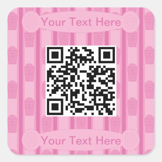 Leuke en Fantasievolle Popcorn QR-code Vierkante Sticker (Voorkant)