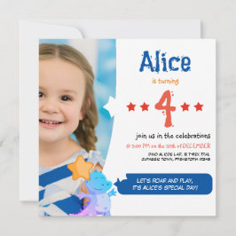 Leuke en Feestelijke Dinosaurus Verjaardag Uitnodi Kaart