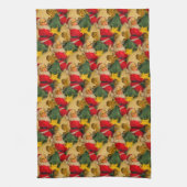 Leuke en feestelijke kerstman op kerstboompatroon theedoek (Verticaal)