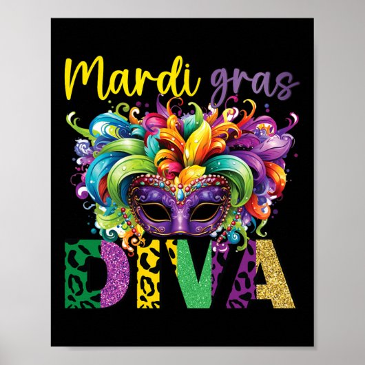 Leuke en feestelijke Mardi Gras Diva in het oog sp Poster (Voorkant)