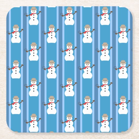 Leuke en Fijne Blauwe Sneeuwman Detective Kartonnen Onderzetters (Voorkant)