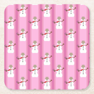 Leuke en Fijne Roze Sneeuwman Detective Kartonnen Onderzetters