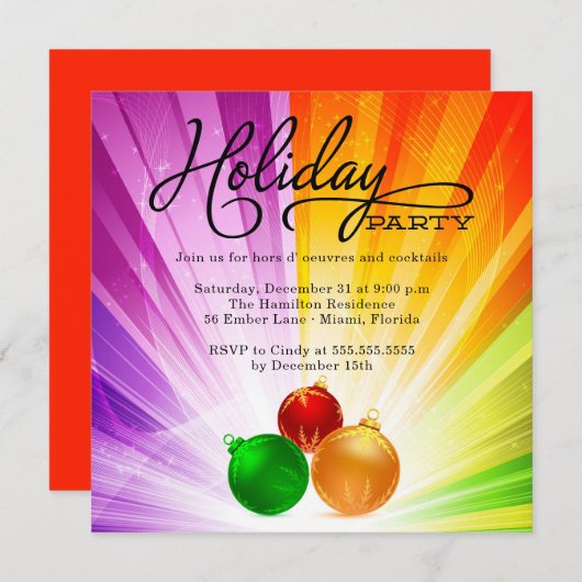 Leuke en Funky Typografie Ornamenten Vakantie Part Kaart (Voorkant / Achterkant)