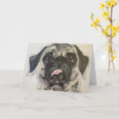 Leuke en gekke pug kaart (Gele Bloem)