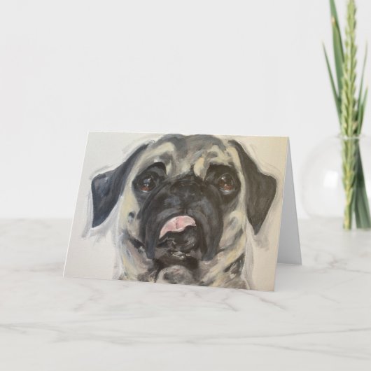 Leuke en gekke pug kaart (Voorkant)