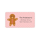Leuke en Gelukkige Gingerbread Man voor Kerstmis Etiket (Voorkant)