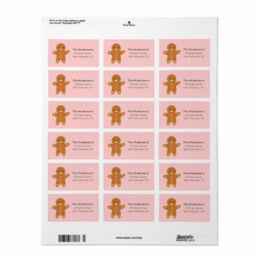 Leuke en Gelukkige Gingerbread Man voor Kerstmis Etiket (Full Sheet)
