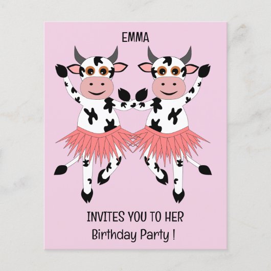 Leuke en grappige dansende koeien - kids birthday (Voorkant)