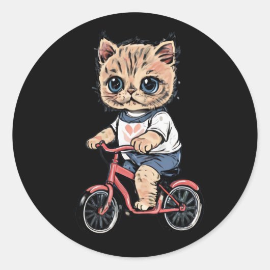 Leuke en grappige katten dragen kleding rijden op  ronde sticker (Voorkant)
