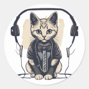 Leuke en grappige katten dragen kleding ronde sticker