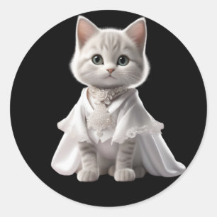 Leuke en grappige katten dragen kleding ronde sticker