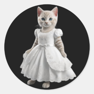Leuke en grappige katten dragen kleding ronde sticker