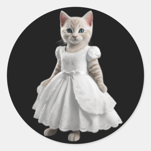 Leuke en grappige katten dragen kleding ronde sticker (Voorkant)