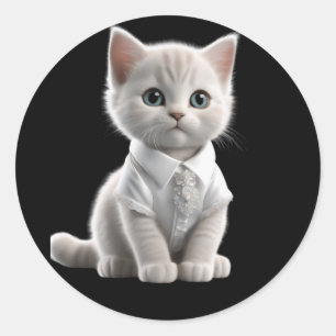 Leuke en grappige katten dragen kleding ronde sticker