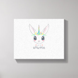 Leuke en grappige konijn eenhoorn canvas afdruk