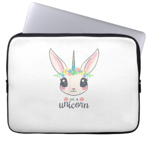 Leuke en grappige konijn eenhoorn laptop sleeve