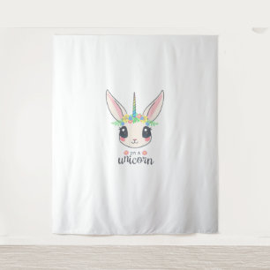 Leuke en grappige konijn eenhoorn wandkleed
