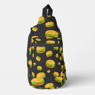 Leuke en grappige lekkere burgerpatroon donkergrij sling bag