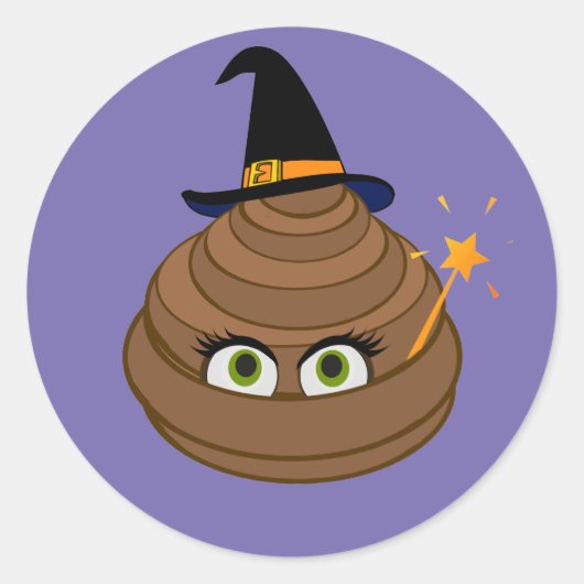 Leuke en grappige Witchy Poop Emoji Ronde Sticker (Voorkant)