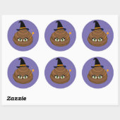 Leuke en grappige Witchy Poop Emoji Ronde Sticker (Vel)