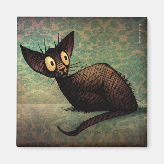 Leuke en grappige zwarte oosterse kat kunst magneet
