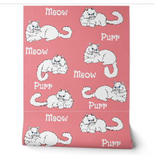 Leuke en grillige Perzische Katten op Roze Behang